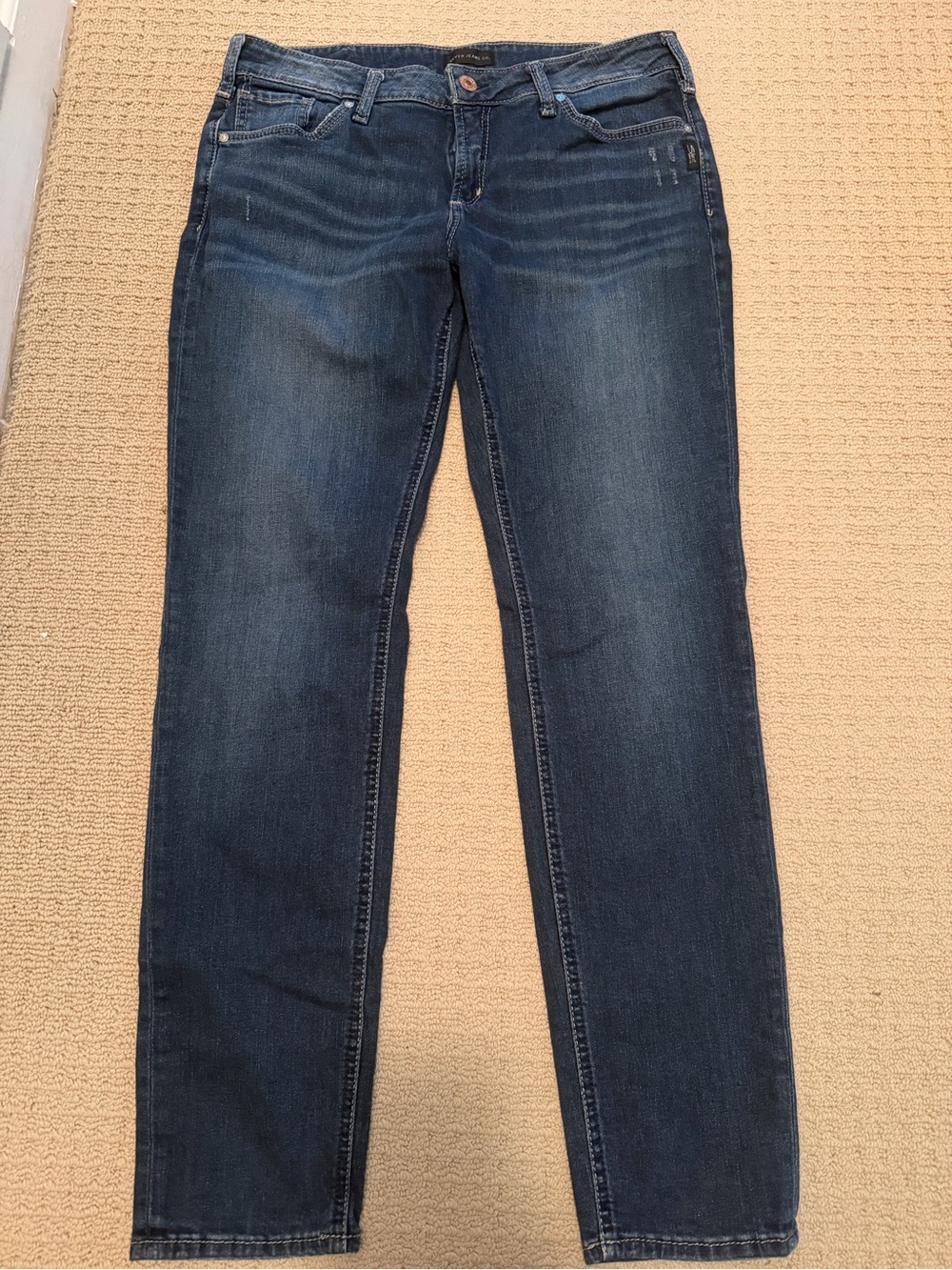 Silver Jeans Women's “Boyfriend” Straight Leg Dark Blue Denim